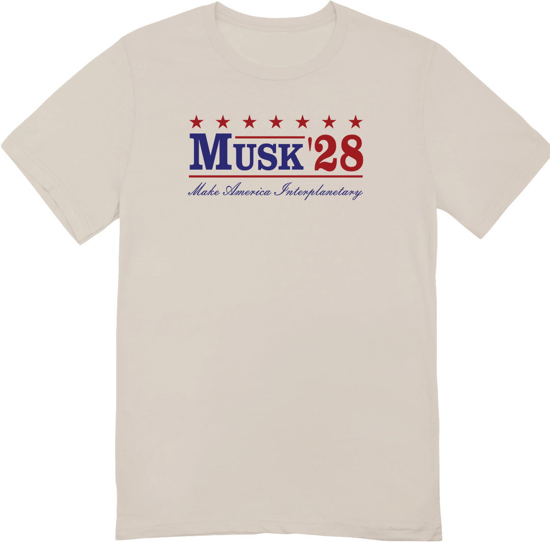 Musk '28 T-Shirt β Make America Interplanetary | Patriotic Space-Inspired Tee