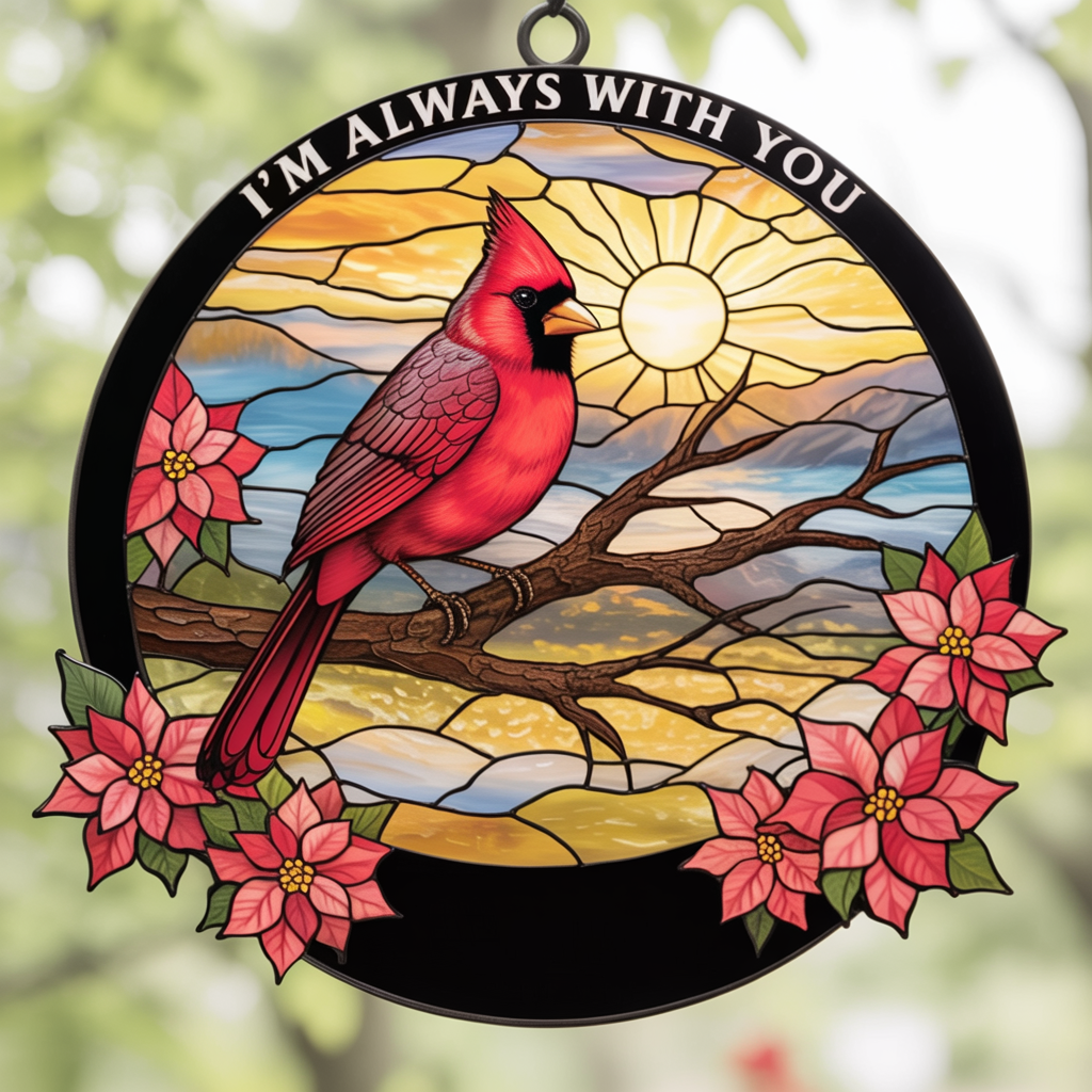 Always With You Cardinal Suncatcher Ornament – Personalized Memorial Gift