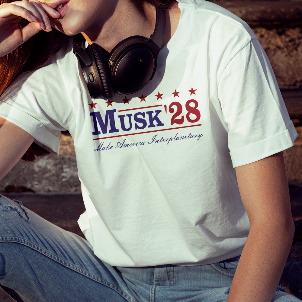 Musk '28 T-Shirt β Make America Interplanetary | Patriotic Space-Inspired Tee