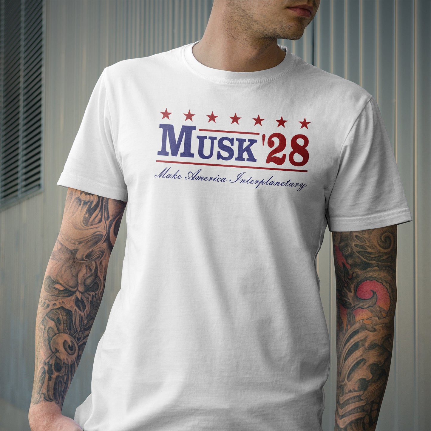 Musk '28 T-Shirt β Make America Interplanetary | Patriotic Space-Inspired Tee