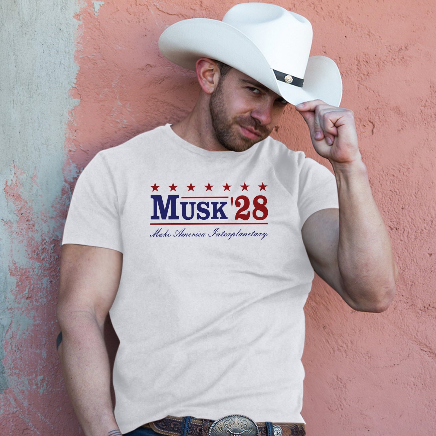 Musk '28 T-Shirt β Make America Interplanetary | Patriotic Space-Inspired Tee
