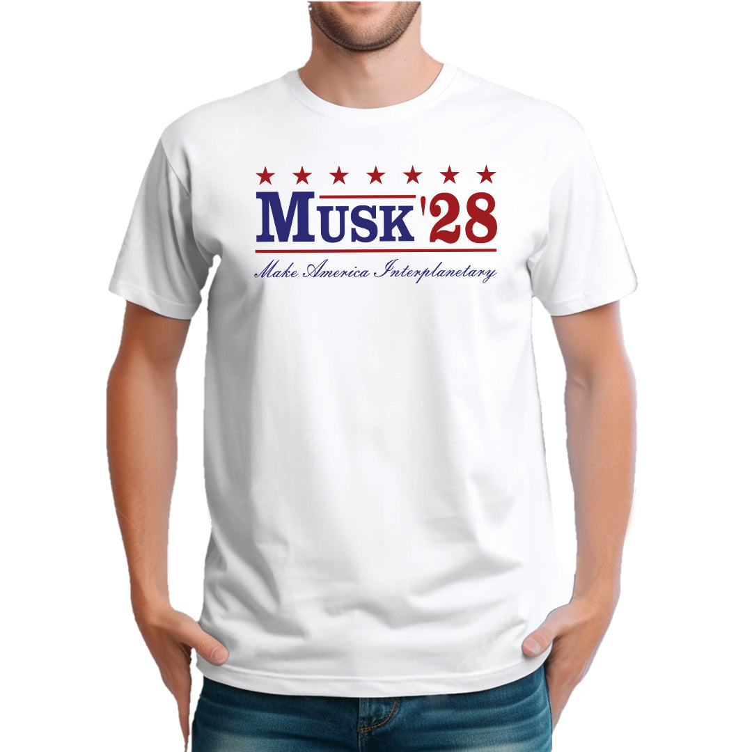 Musk '28 T-Shirt β Make America Interplanetary | Patriotic Space-Inspired Tee