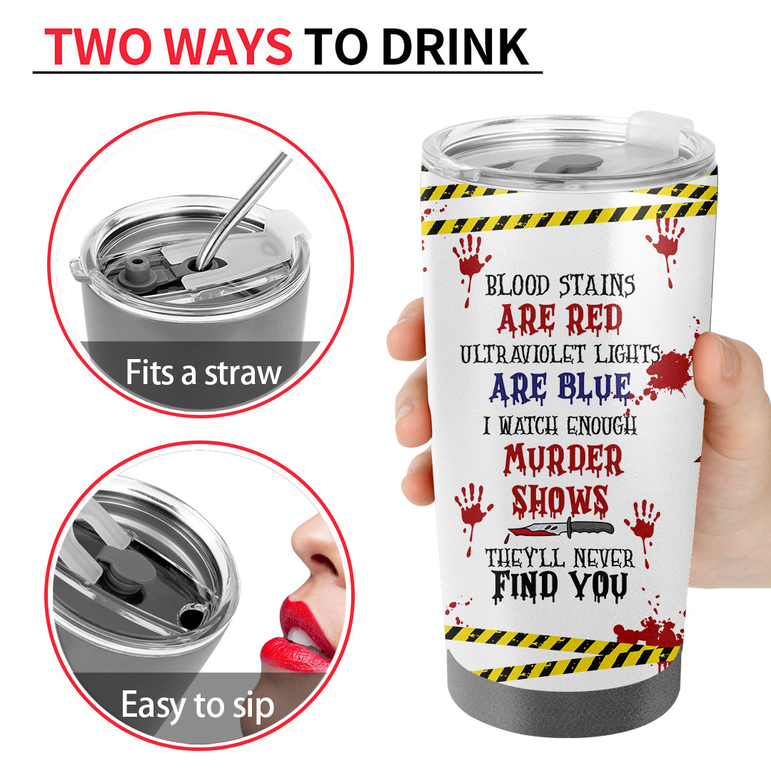 Spooky Murder Shows Cat Tumbler – 20oz Stainless Steel Travel Mug