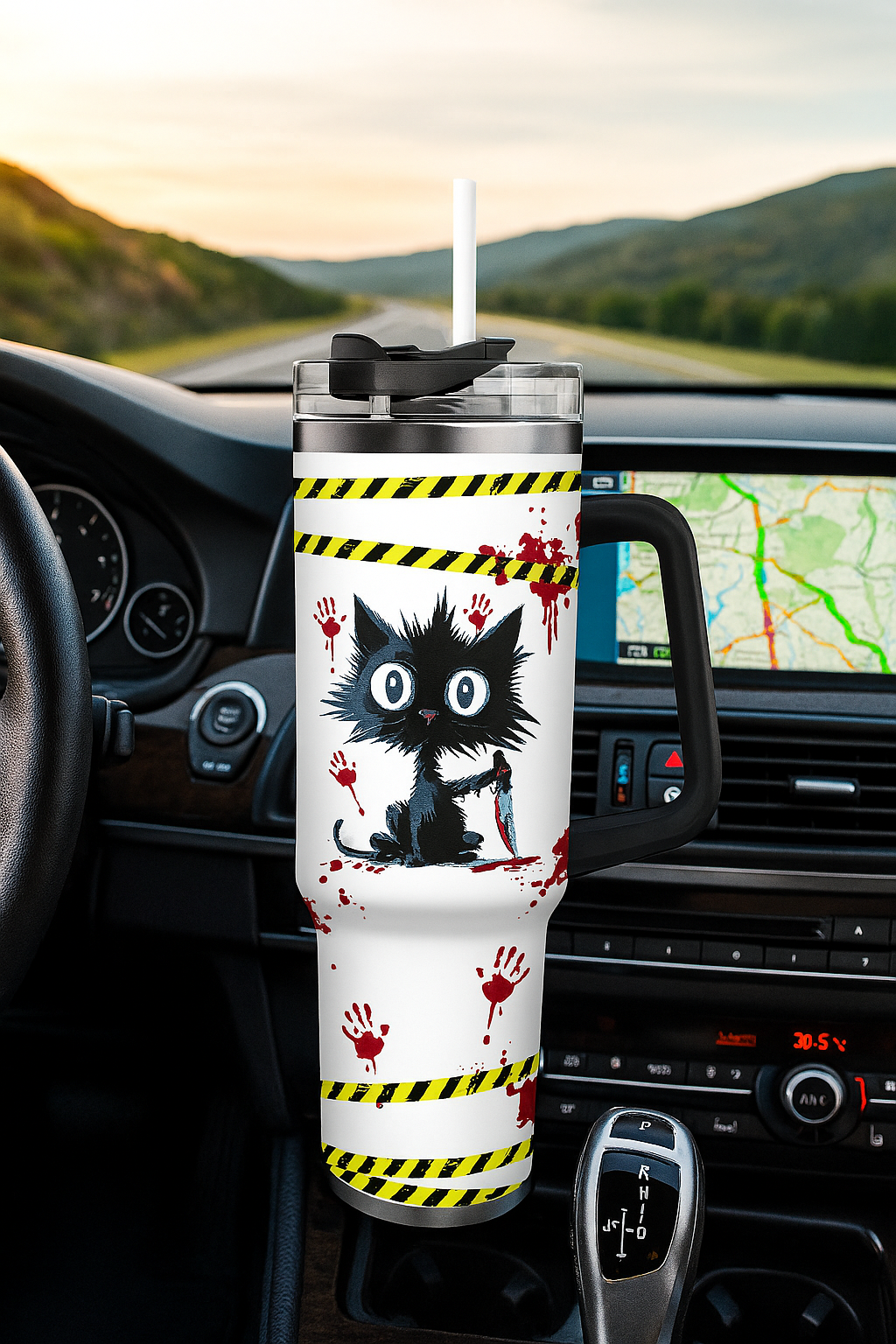 Spooky Murder Shows Cat Tumbler – 20oz Stainless Steel Travel Mug