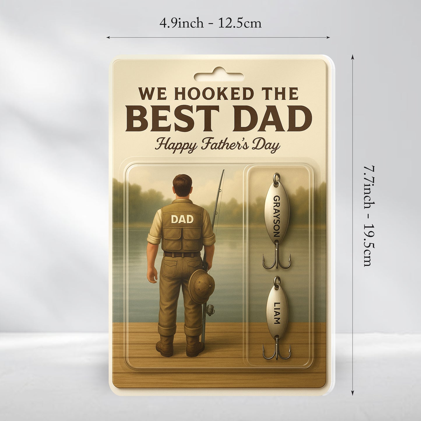Personalized Father’s Day Gift – "We Hooked the Best Dad" Fishing Lure Display