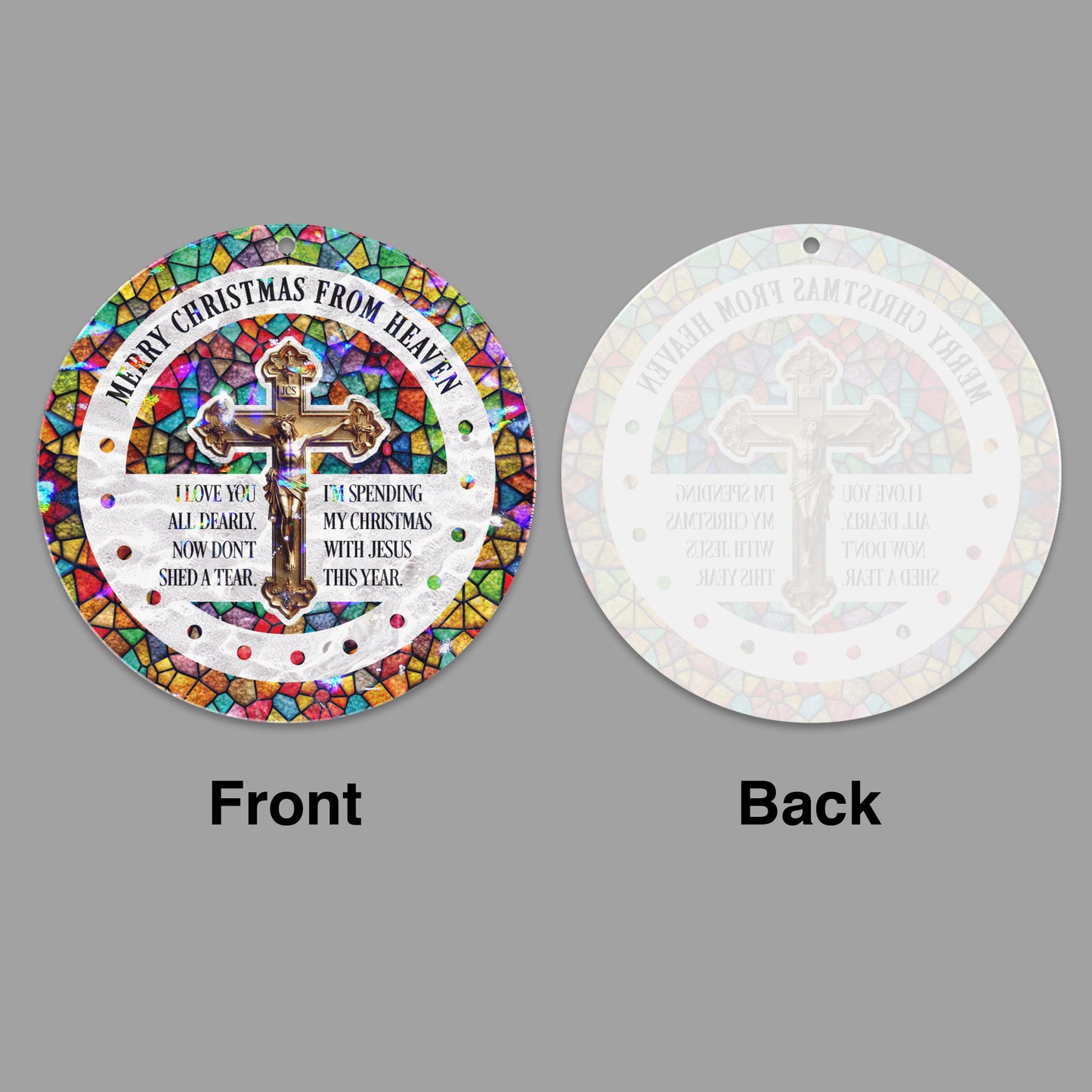 Merry Christmas From Heaven Suncatcher Ornament – Memorial Christmas Window Hanging Gift