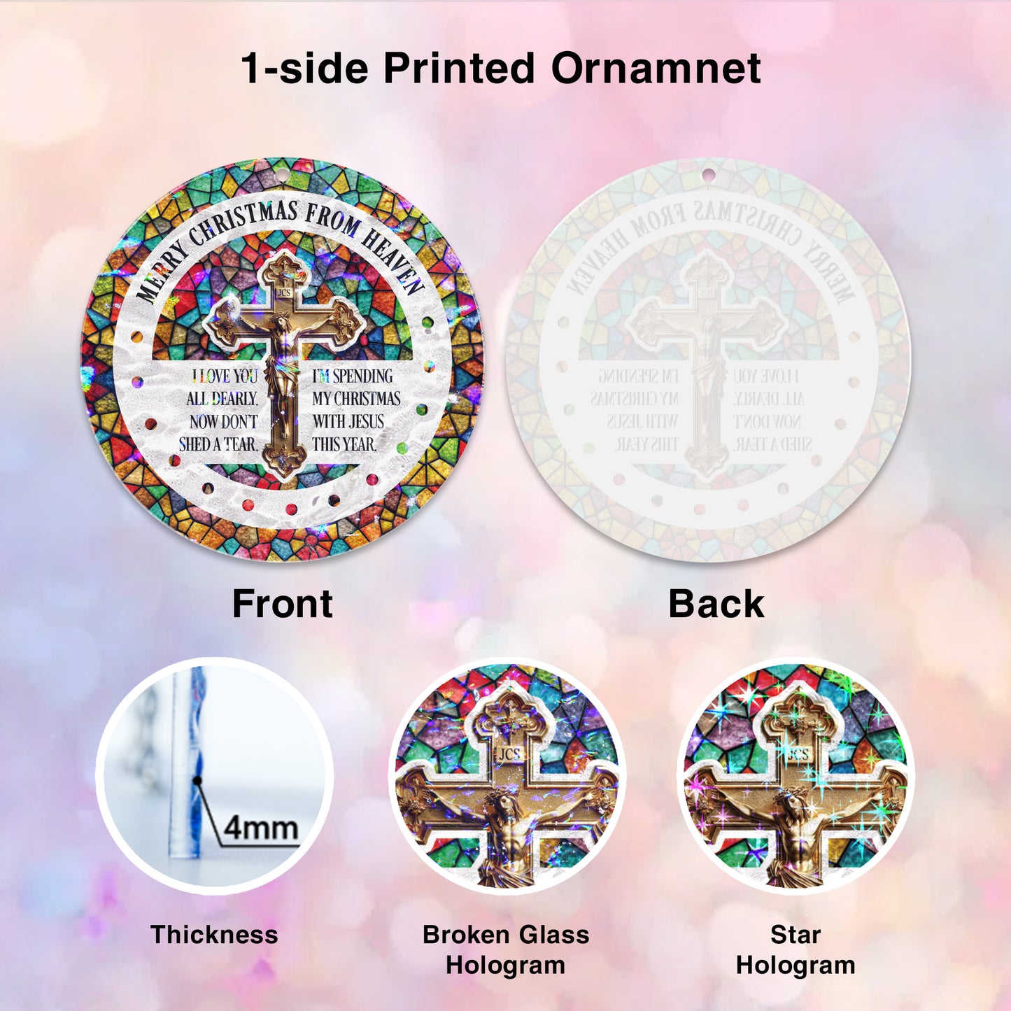 Merry Christmas From Heaven Suncatcher Ornament – Memorial Christmas Window Hanging Gift