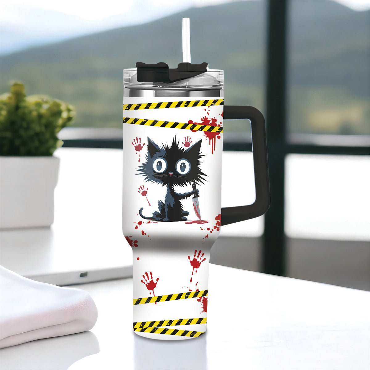 Spooky Murder Shows Cat Tumbler – 20oz Stainless Steel Travel Mug