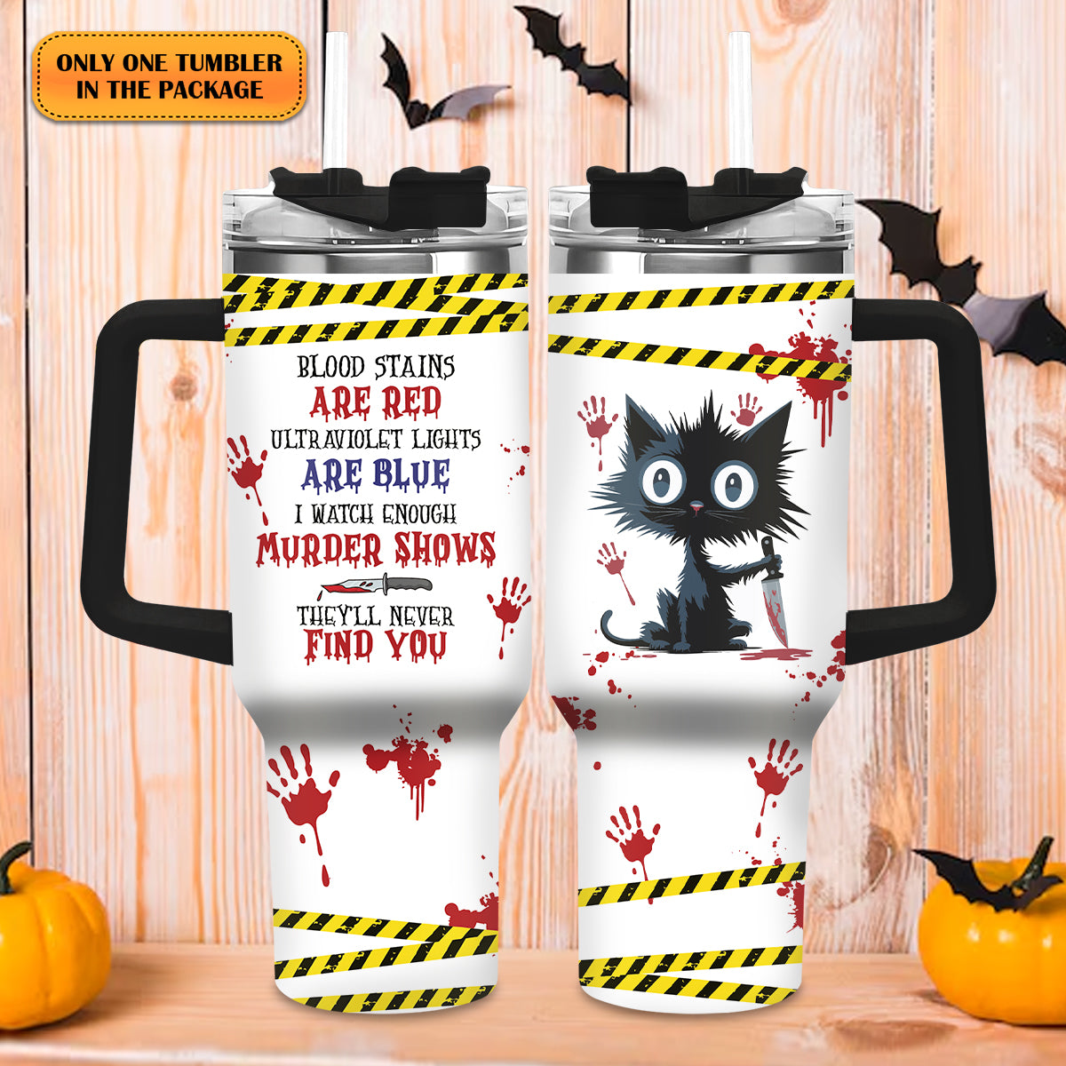 Spooky Murder Shows Cat Tumbler – 20oz Stainless Steel Travel Mug