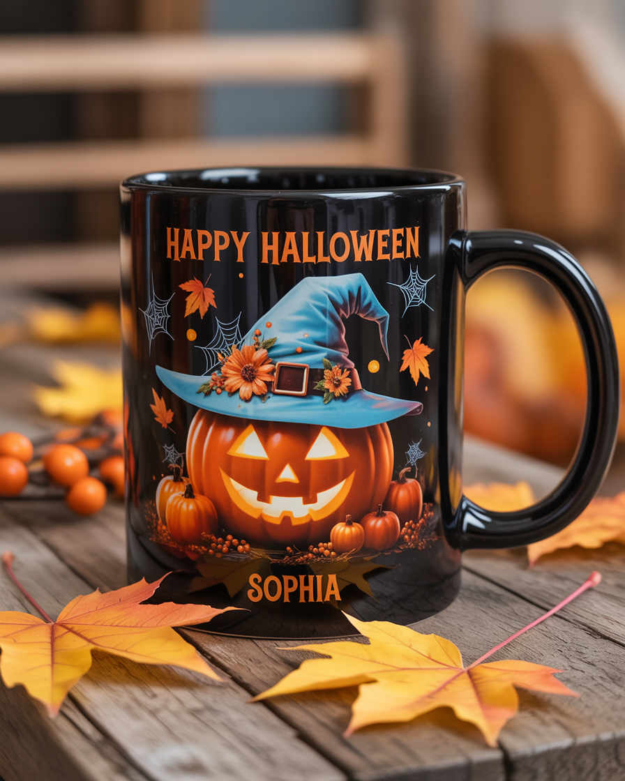 Personalized Happy Halloween Halloween Coffee Mug, Pumpkin Witch Gift For Her Women - Halloween Pumpkin Mug, Halloween Party Decor