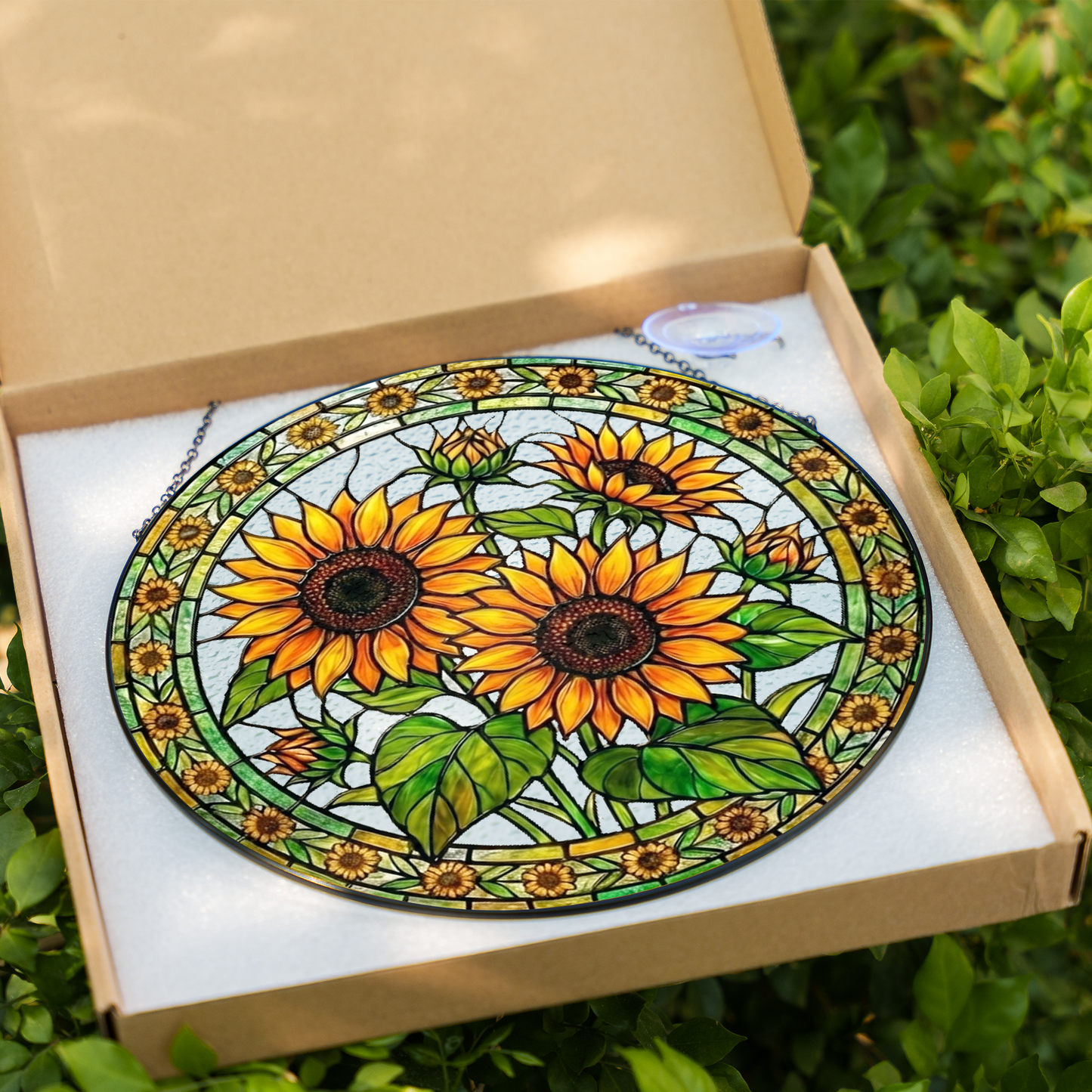 Sunflower Stained Glass Window Hanging