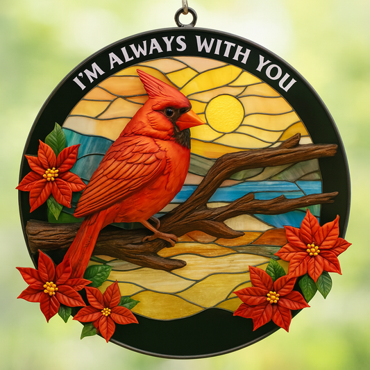 Always With You Cardinal Suncatcher Ornament – Personalized Memorial Gift