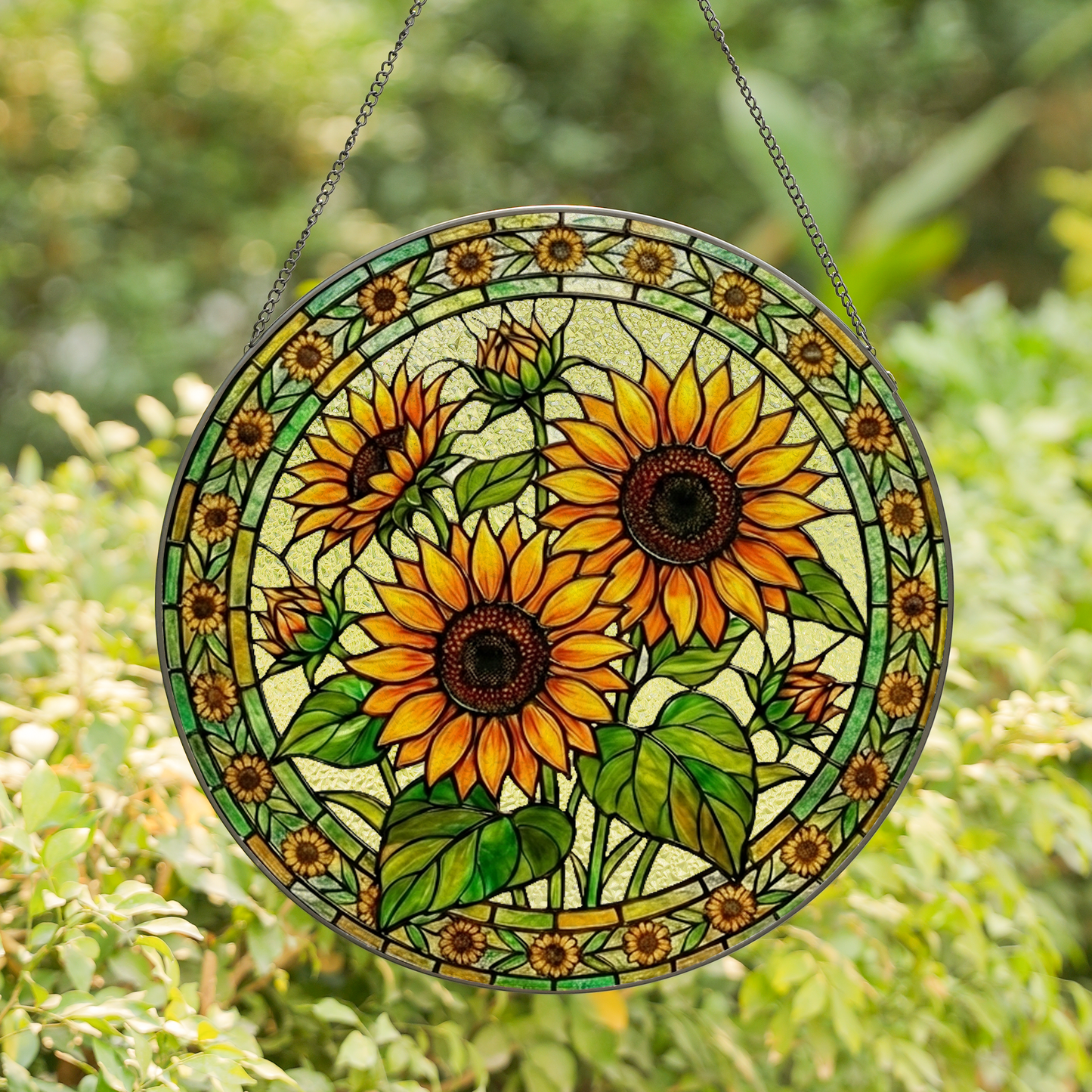 Sunflower Stained Glass Window Hanging