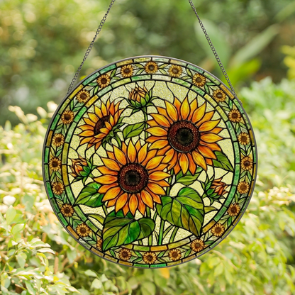 Sunflower Stained Glass Window Hanging