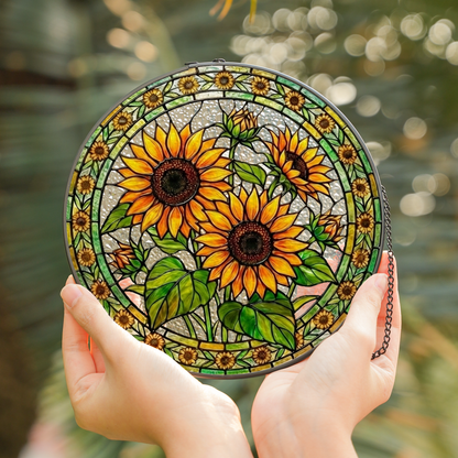 Sunflower Stained Glass Window Hanging