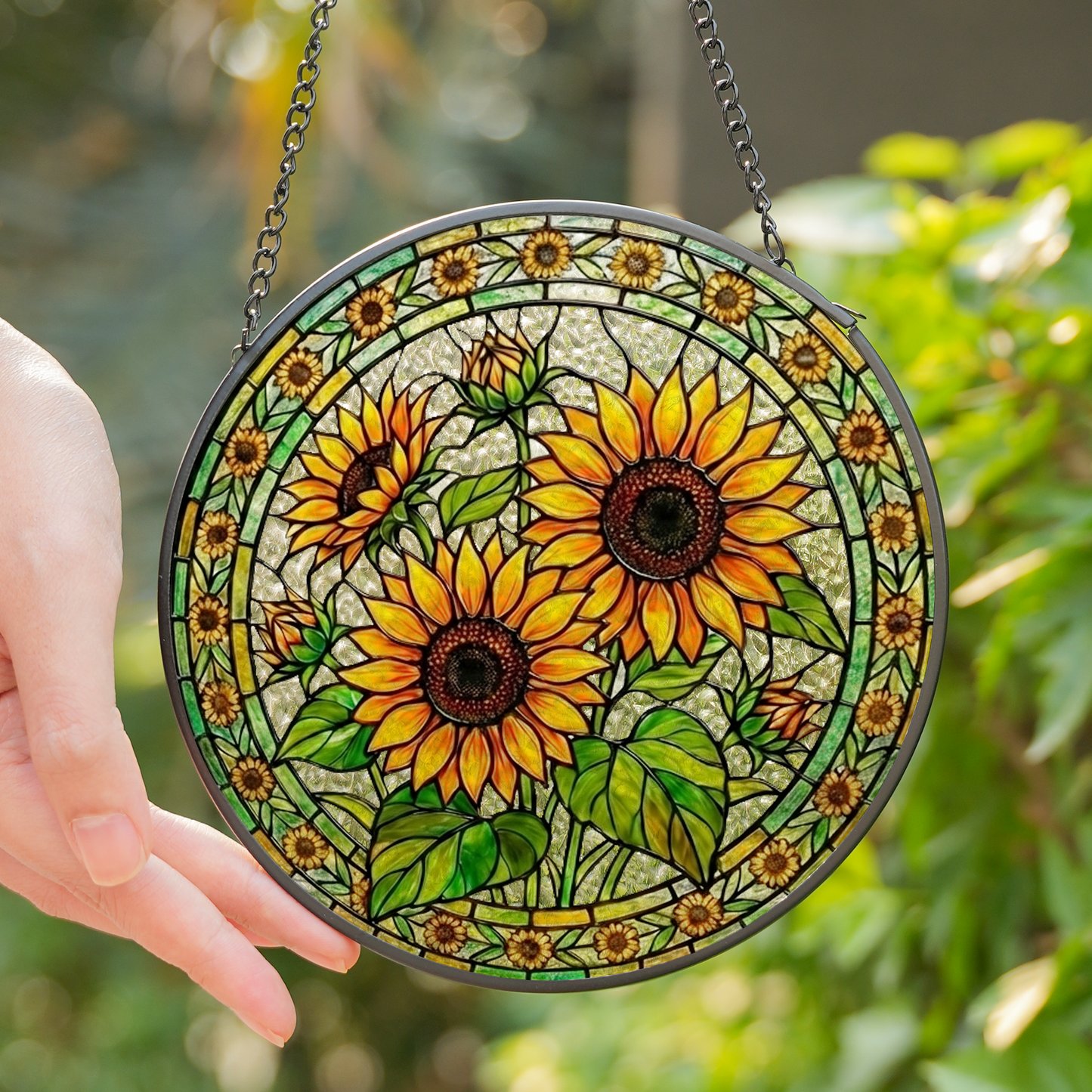 Sunflower Stained Glass Window Hanging