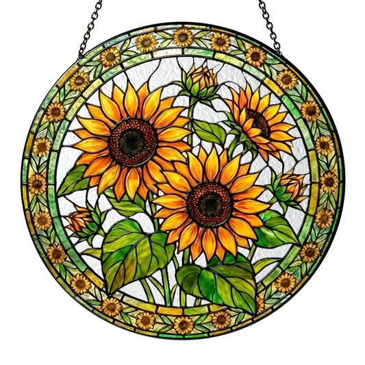 Sunflower Stained Glass Window Hanging